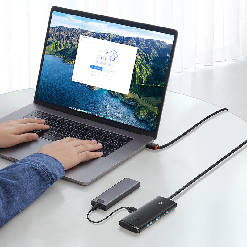 Baseus Airjoy Hub Lite Series 4 Port USB A HUB Adapter 4X USB 3.0 Black 1m WKQX030101 - Image 3