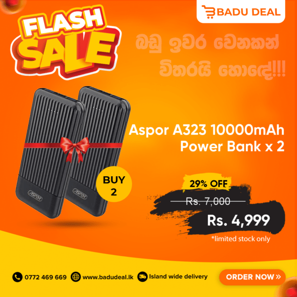 Aspor A323 10000mAh Power Bank x 2PCS (06 Months Warranty)