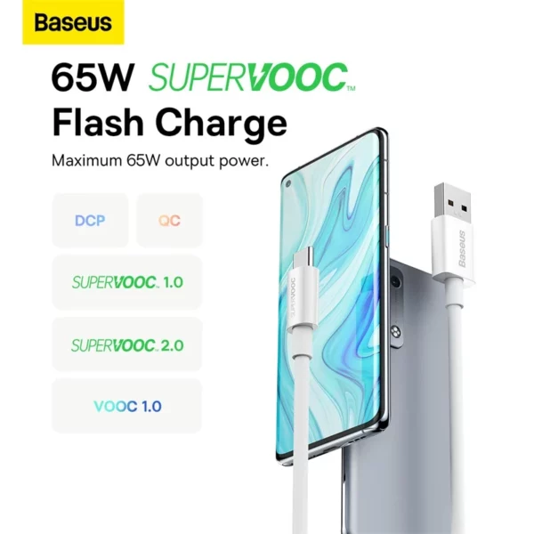 Baseus Superior Series (SUPERVOOC) Fast Charging Data Cable USB to Type-C 65W (6M) - Image 4