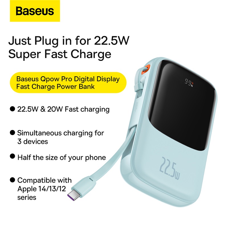 Baseus 10000mAh 22.5W Qpow Pro Fast Charge Digital Display Power Bank - Image 3