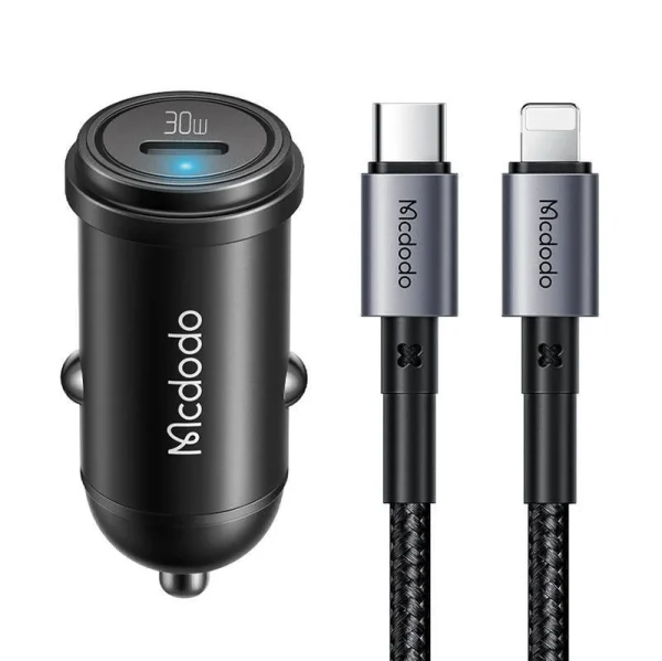 Mcdodo 30W PD Fast Charging Car Charger + Lighting Cable (6M)