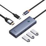 BASEUS USB HUB 5-IN-1 HUB ULTRAJOY SERIES USB-C TO HDMI4K@30HZ+3xUSB 3.0+1xPD (6M)