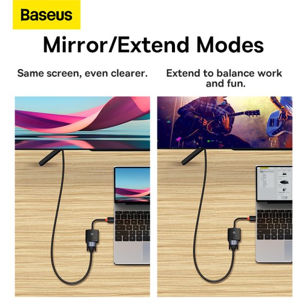 Baseus Lite Series HDMI to VGA Converter with 3.5mm Jack and Micro Power Port (6M) - Image 5