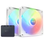 NZXT F140 RGB CORE - 140MM HUB-MOUNTED RGB FAN - TWIN PACK (WHITE) W/RGB CONTROLLER (1Y)