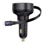 Baseus 55W Enjoyment Pro Car Charger C+Retractable iP Cable - Cluster Black (6M)