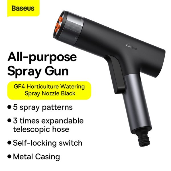 Baseus GF4 Horticulture Watering Spray Nozzle Black 15m Telescopic Water Hose And Universal Faucet Adapter Included - Image 2