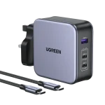 UGREEN Nexode 140W GaN Wall Charger 3-Ports UK with 1.5M C to C Cable - 90322 (1Y)