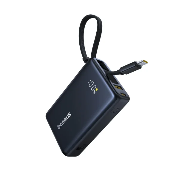 Baseus PicoGo 10000mAh Digital Display 45W Fast Charge Power Bank with Built-in Type-C Cable (6M)