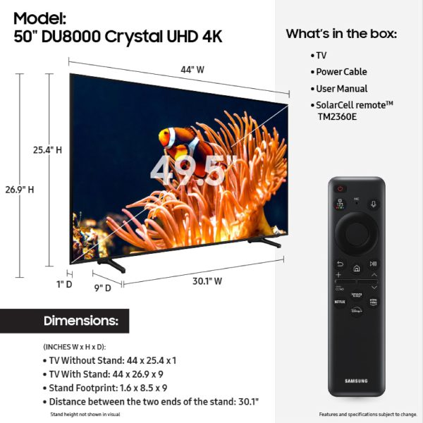 Samsung UA55DU8000U 55" Crystal UHD 4K Smart TV (2024) (1Y) - Image 2