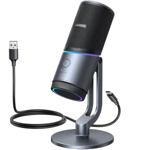 UGreen 35629 USB Desktop Streaming Microphone - RGB- Smart Noise Cancellation - Black (1Y)