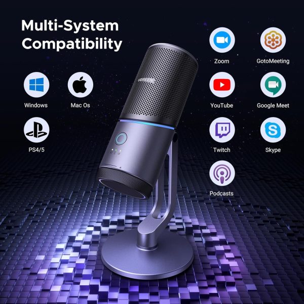 UGreen 35629 USB Desktop Streaming Microphone - RGB- Smart Noise Cancellation - Black (1Y) - Image 5