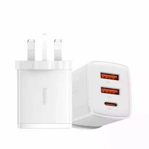 Baseus 30W 2U+C Compact Fast Charger UK - White