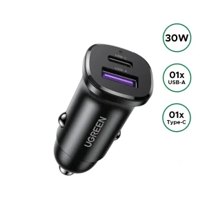 UGREEN 30W Type-C + USB Dual Port Car Charger – EC305 – 25845