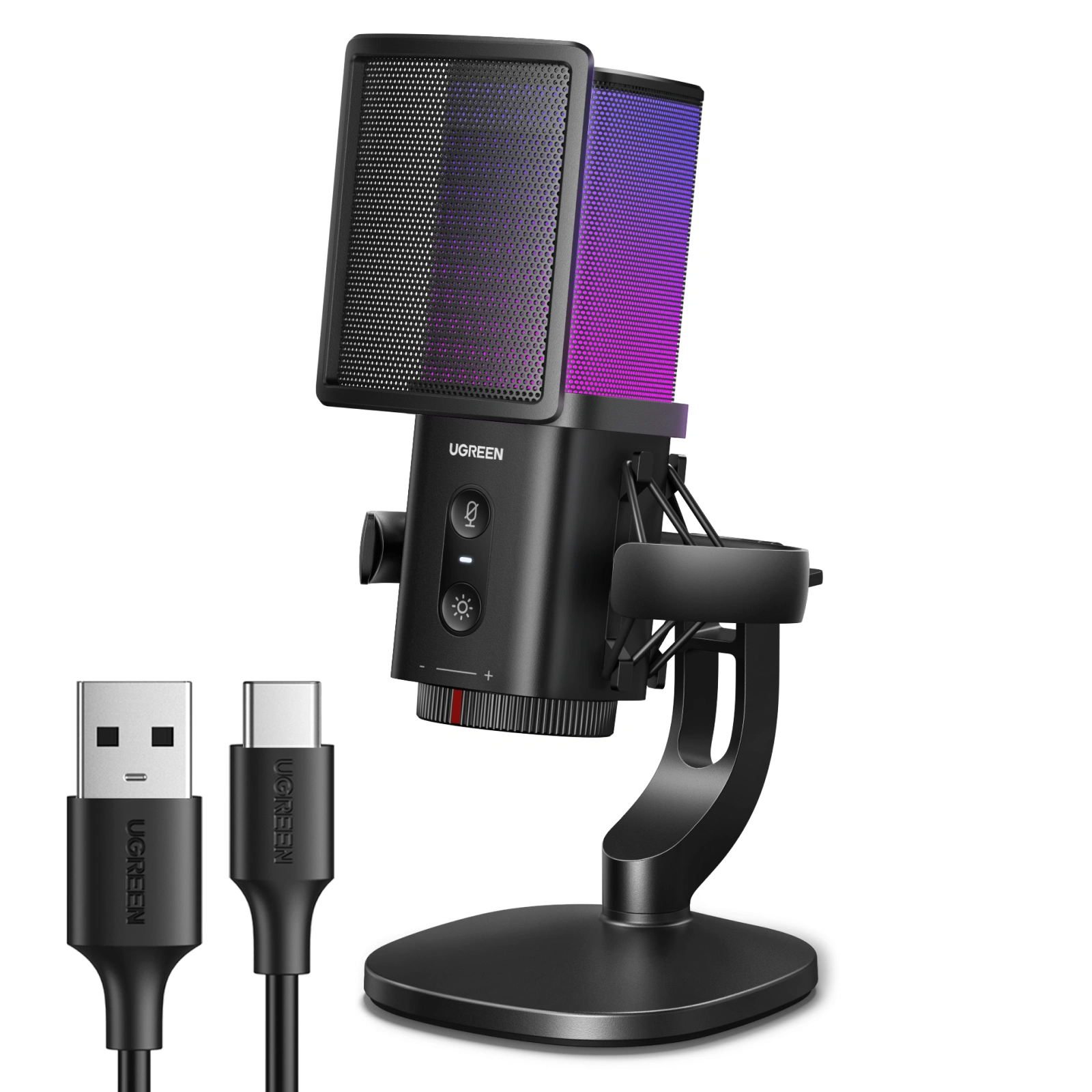 UGREEN Noise-Cancelling RGB 7-Light USB Desktop Microphone