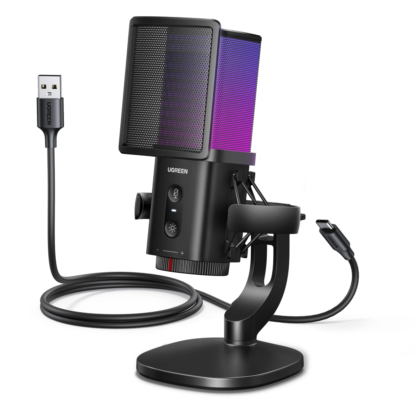 UGREEN Noise-Cancelling RGB 7-Light USB Desktop Microphone – CM581 – 65629 - Image 8